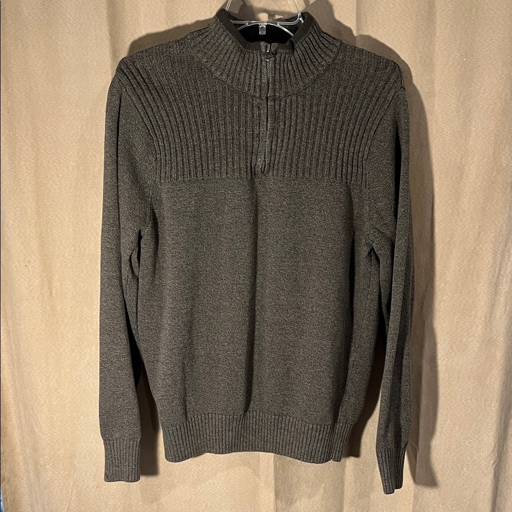Dockers Men's Quarter-Zip Ribbed Sweater - Brown